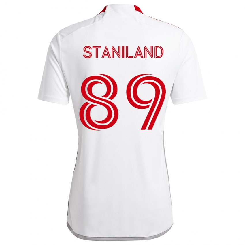 Niño Camiseta Charlie Staniland #89 Blanco Rojo 2ª Equipación 2024/25 La Camisa