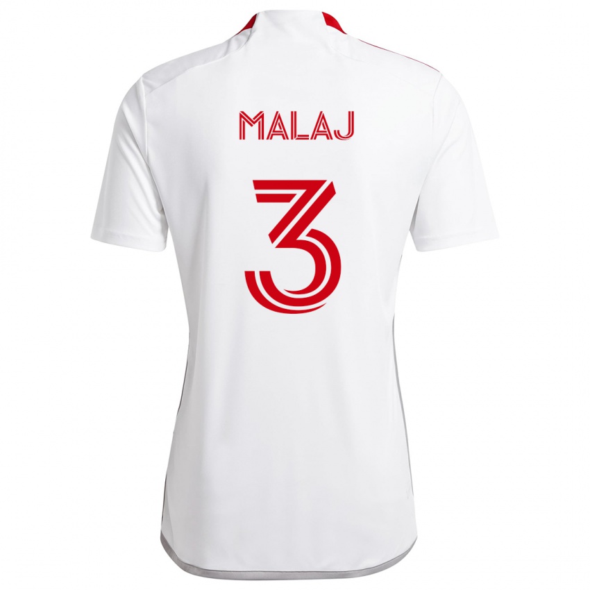 Niño Camiseta Albert Malaj #3 Blanco Rojo 2ª Equipación 2024/25 La Camisa