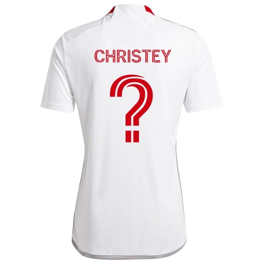 Niño Camiseta Quentin Christey #0 Blanco Rojo 2ª Equipación 2024/25 La Camisa