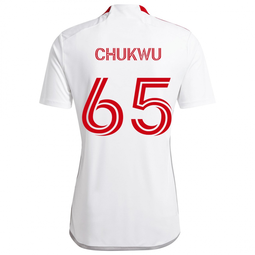 Niño Camiseta Joses Chukwu #65 Blanco Rojo 2ª Equipación 2024/25 La Camisa