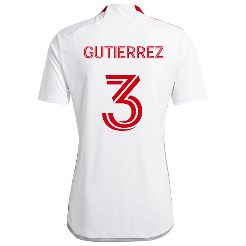 Niño Camiseta Cristián Gutiérrez #3 Blanco Rojo 2ª Equipación 2024/25 La Camisa