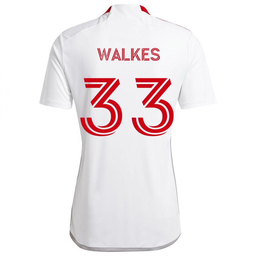 Niño Camiseta Reshaun Walkes #33 Blanco Rojo 2ª Equipación 2024/25 La Camisa