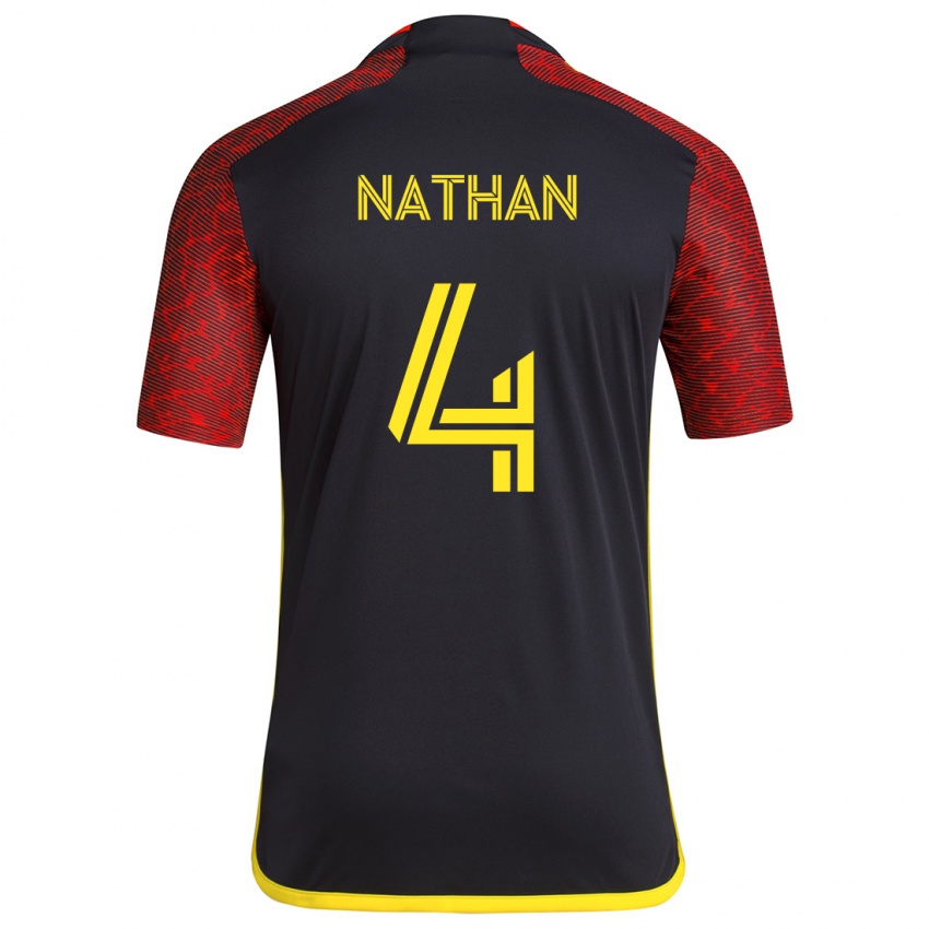 Niño Camiseta Nathan #4 Negro Rojo 2ª Equipación 2024/25 La Camisa