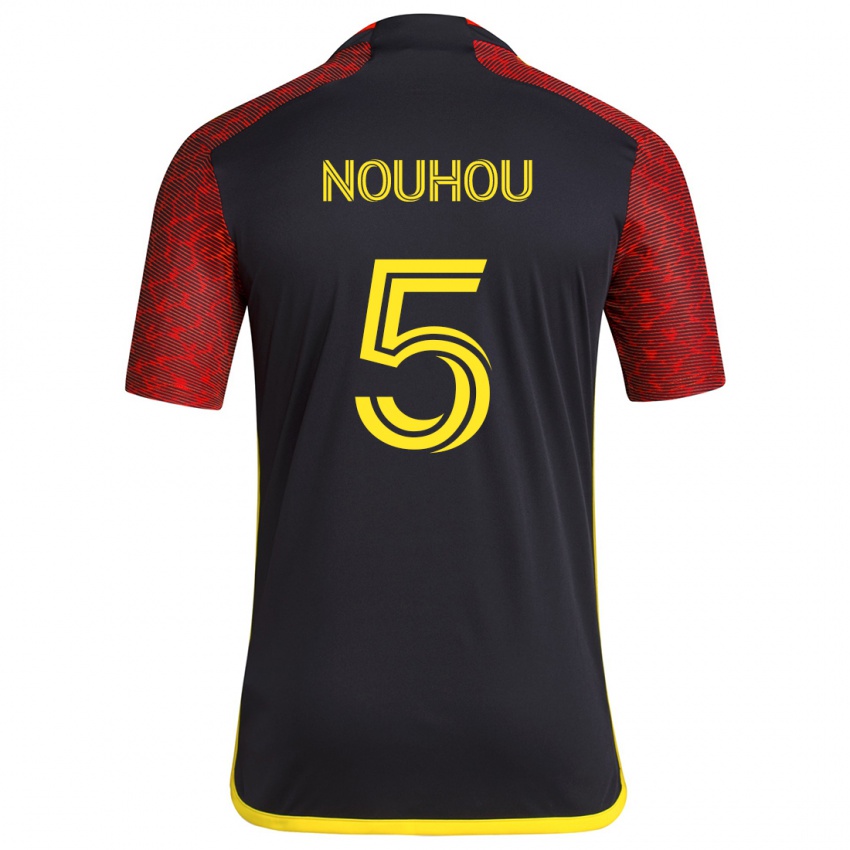 Niño Camiseta Nouhou #5 Negro Rojo 2ª Equipación 2024/25 La Camisa