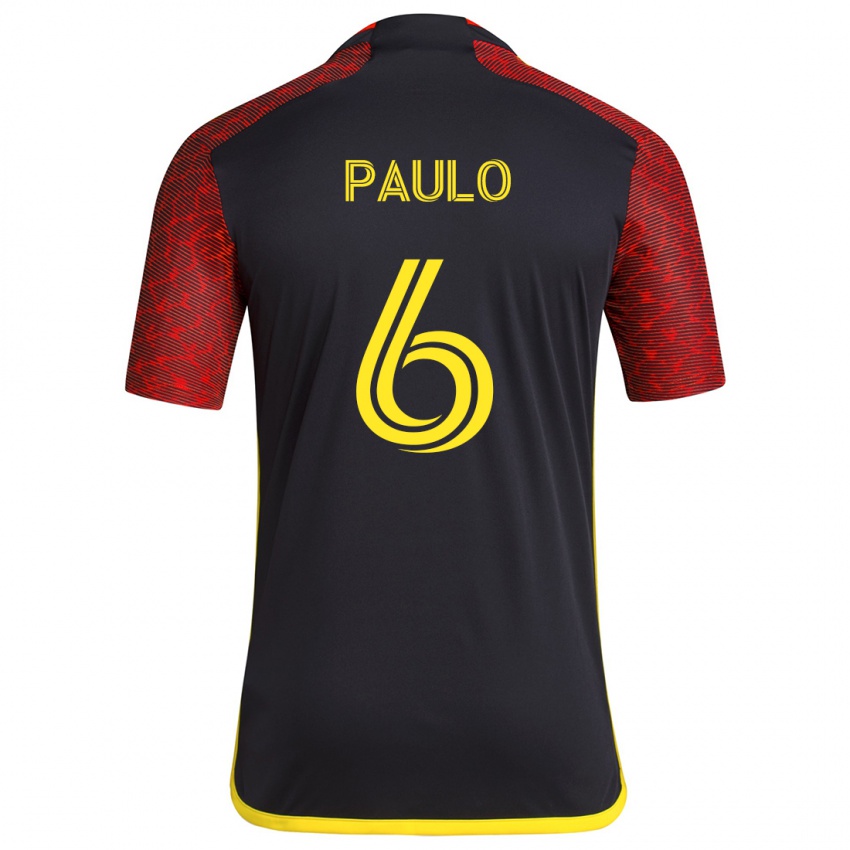 Niño Camiseta João Paulo #6 Negro Rojo 2ª Equipación 2024/25 La Camisa