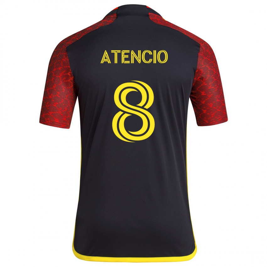 Niño Camiseta Josh Atencio #8 Negro Rojo 2ª Equipación 2024/25 La Camisa