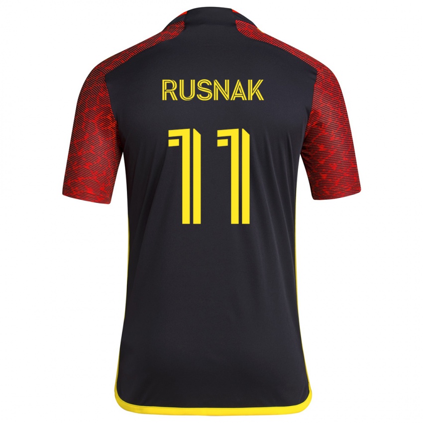 Niño Camiseta Albert Rusnák #11 Negro Rojo 2ª Equipación 2024/25 La Camisa