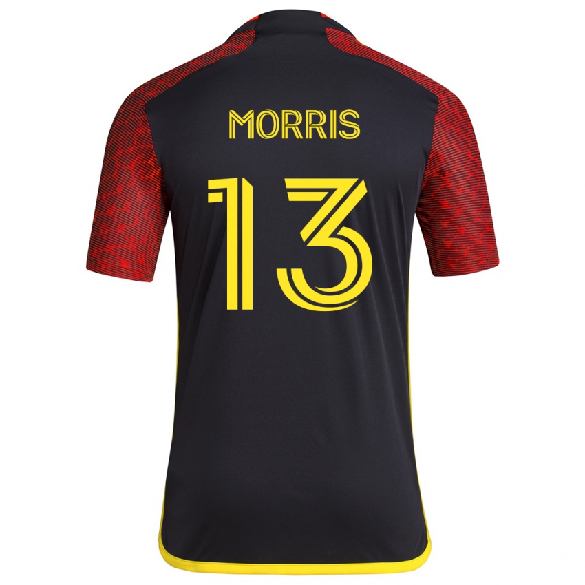 Niño Camiseta Jordan Morris #13 Negro Rojo 2ª Equipación 2024/25 La Camisa