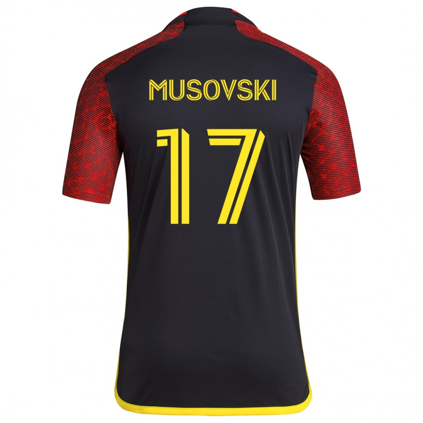 Niño Camiseta Danny Musovski #17 Negro Rojo 2ª Equipación 2024/25 La Camisa