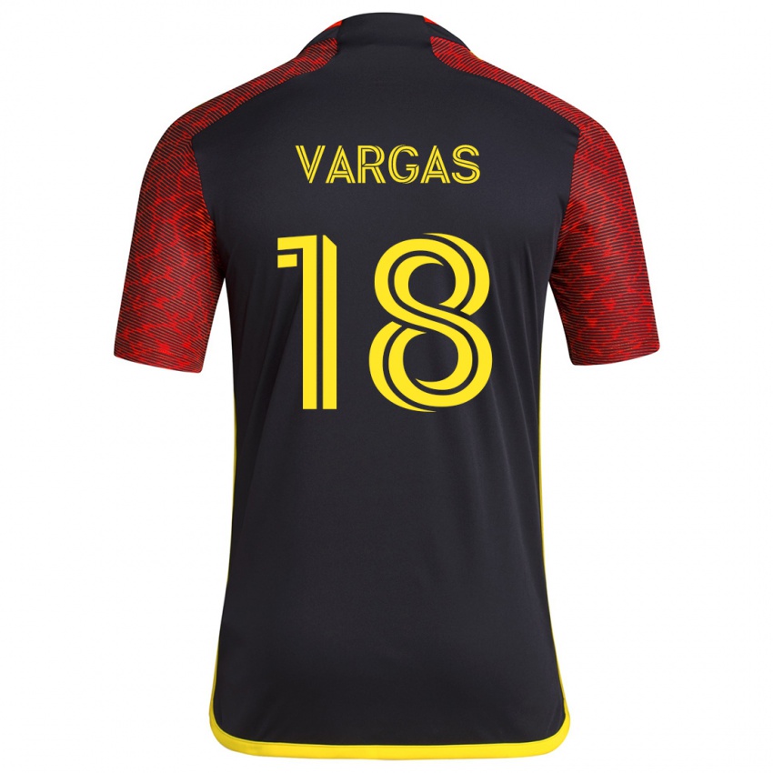 Niño Camiseta Obed Vargas #18 Negro Rojo 2ª Equipación 2024/25 La Camisa