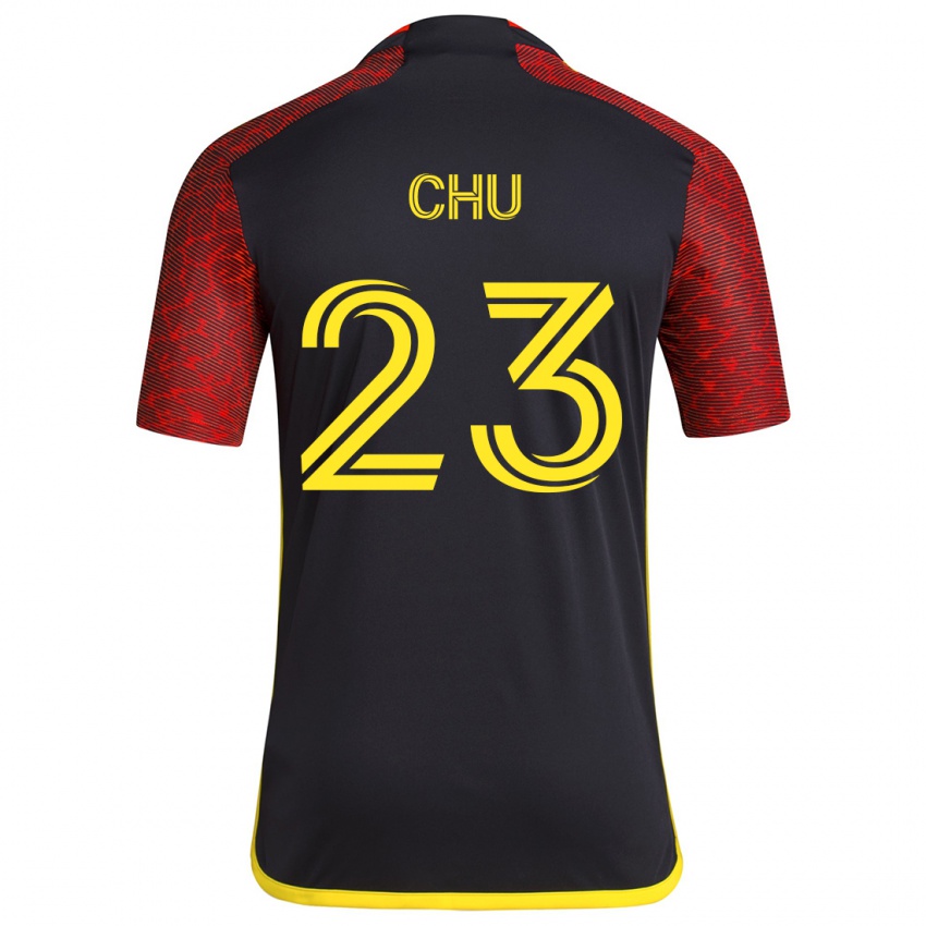 Niño Camiseta Léo Chú #23 Negro Rojo 2ª Equipación 2024/25 La Camisa