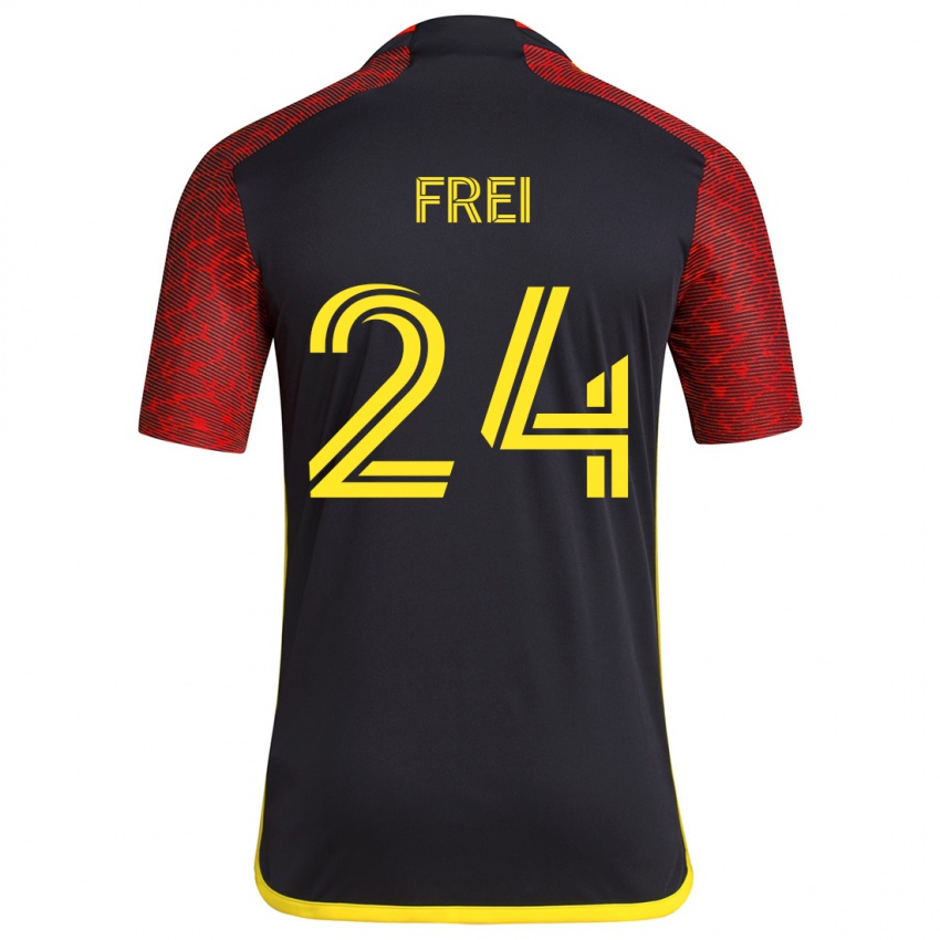 Niño Camiseta Stefan Frei #24 Negro Rojo 2ª Equipación 2024/25 La Camisa