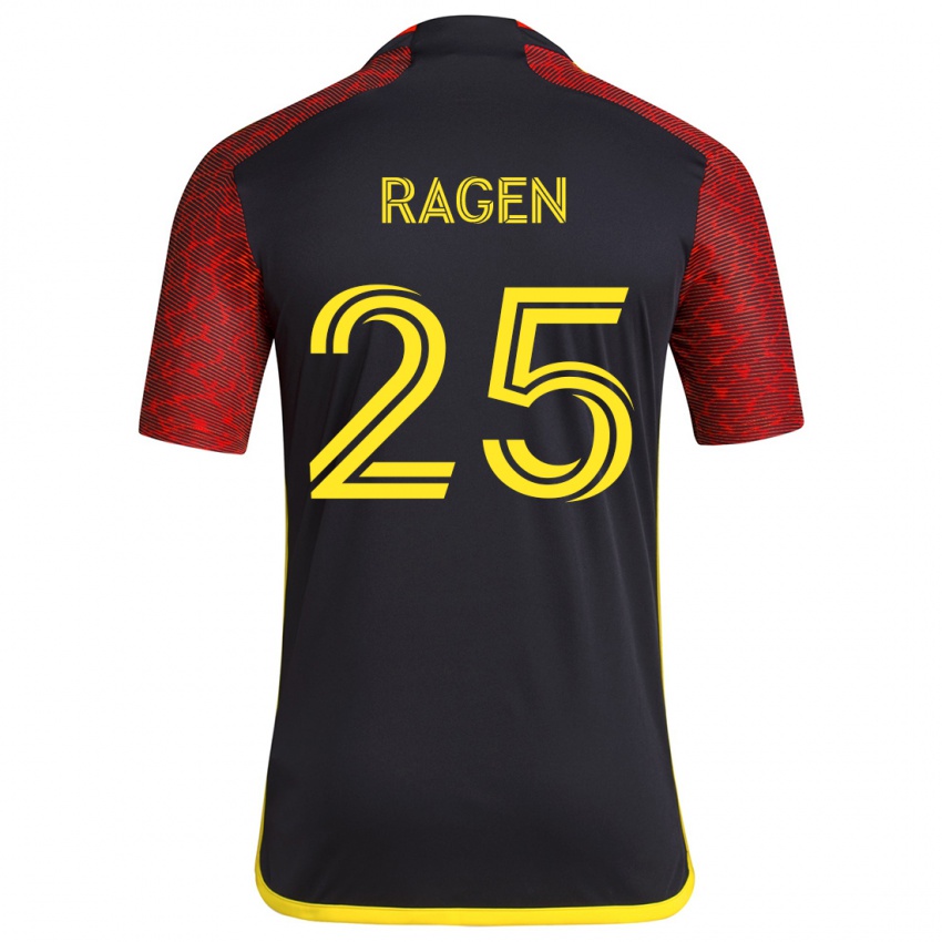 Niño Camiseta Jackson Ragen #25 Negro Rojo 2ª Equipación 2024/25 La Camisa