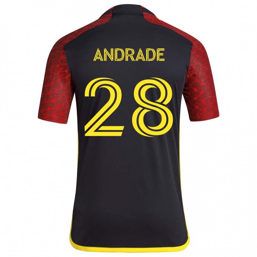 Niño Camiseta Yeimar Gómez Andrade #28 Negro Rojo 2ª Equipación 2024/25 La Camisa