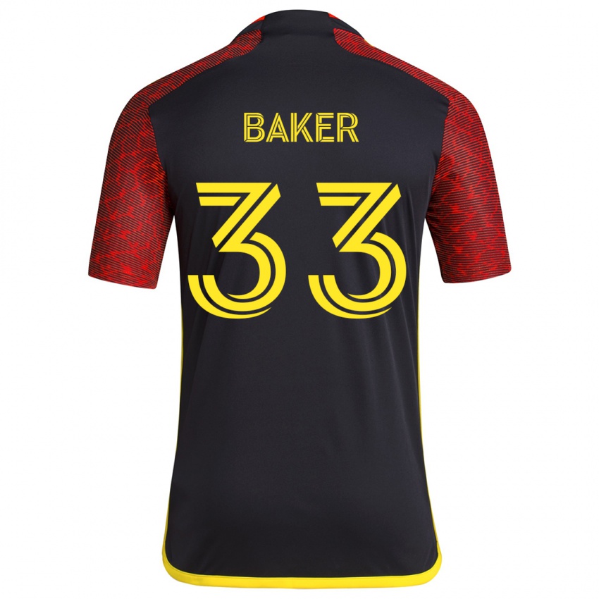 Niño Camiseta Cody Baker #33 Negro Rojo 2ª Equipación 2024/25 La Camisa