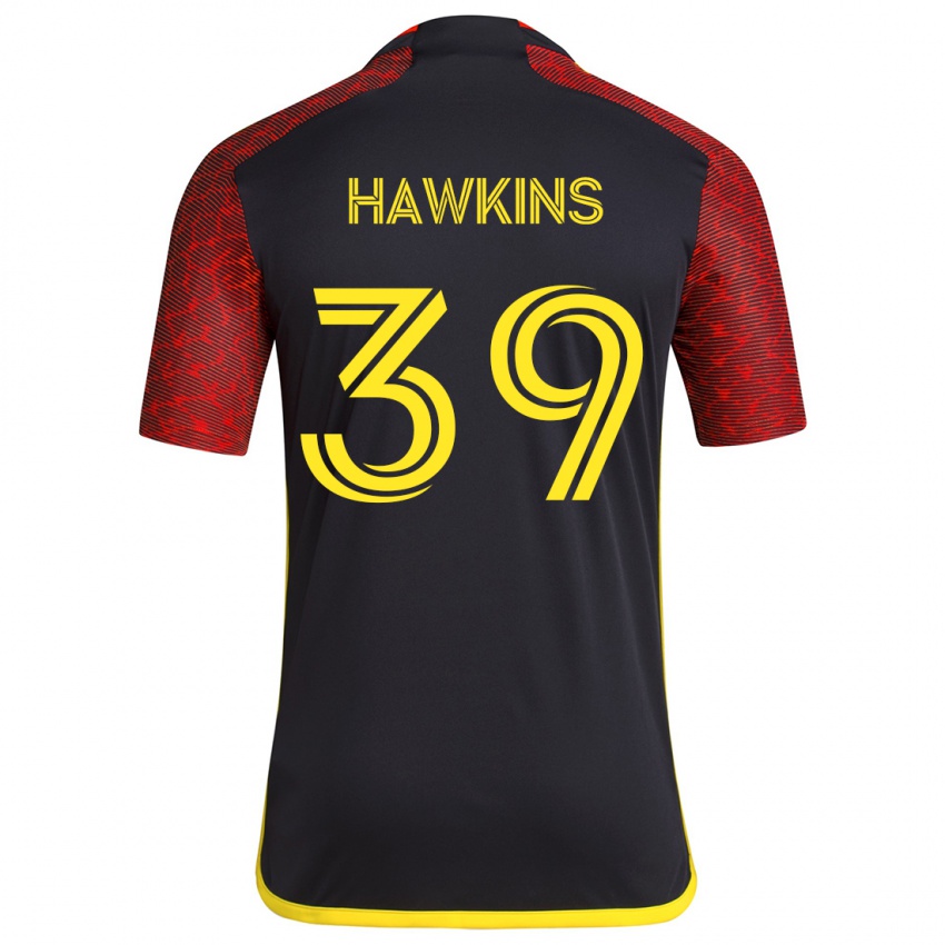 Niño Camiseta Stuart Hawkins #39 Negro Rojo 2ª Equipación 2024/25 La Camisa