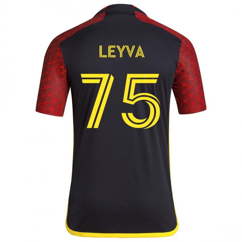 Niño Camiseta Danny Leyva #75 Negro Rojo 2ª Equipación 2024/25 La Camisa