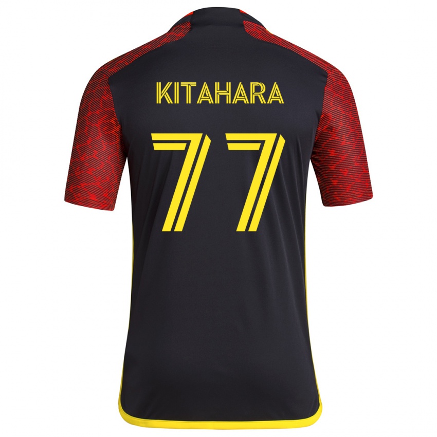 Niño Camiseta Sota Kitahara #77 Negro Rojo 2ª Equipación 2024/25 La Camisa