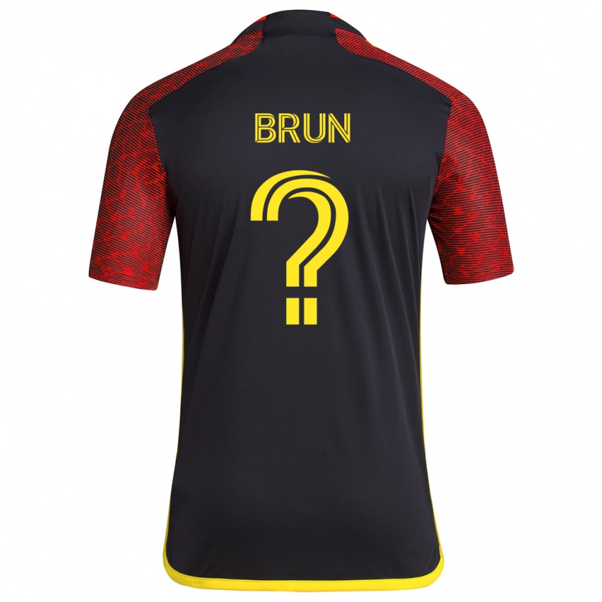 Niño Camiseta Shaun Brun #0 Negro Rojo 2ª Equipación 2024/25 La Camisa