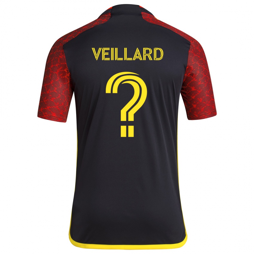 Niño Camiseta Etienne Veillard #0 Negro Rojo 2ª Equipación 2024/25 La Camisa