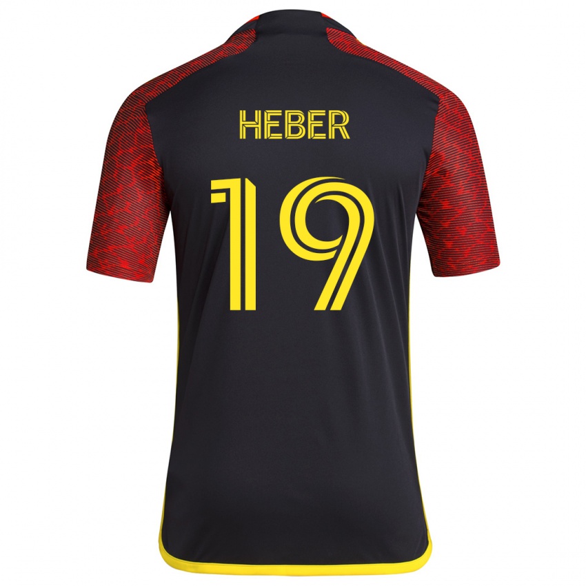 Niño Camiseta Héber #19 Negro Rojo 2ª Equipación 2024/25 La Camisa