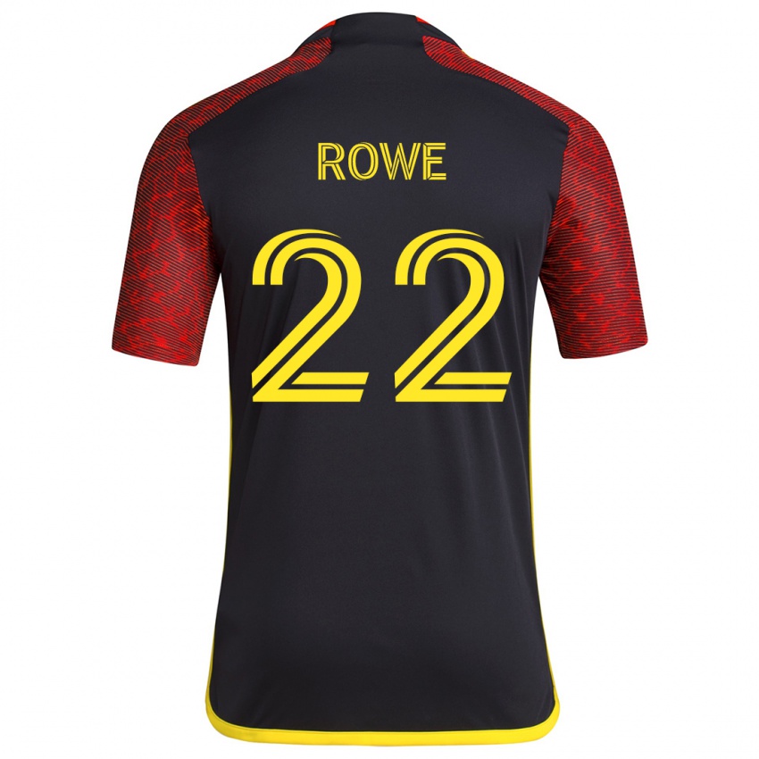 Niño Camiseta Kelyn Rowe #22 Negro Rojo 2ª Equipación 2024/25 La Camisa