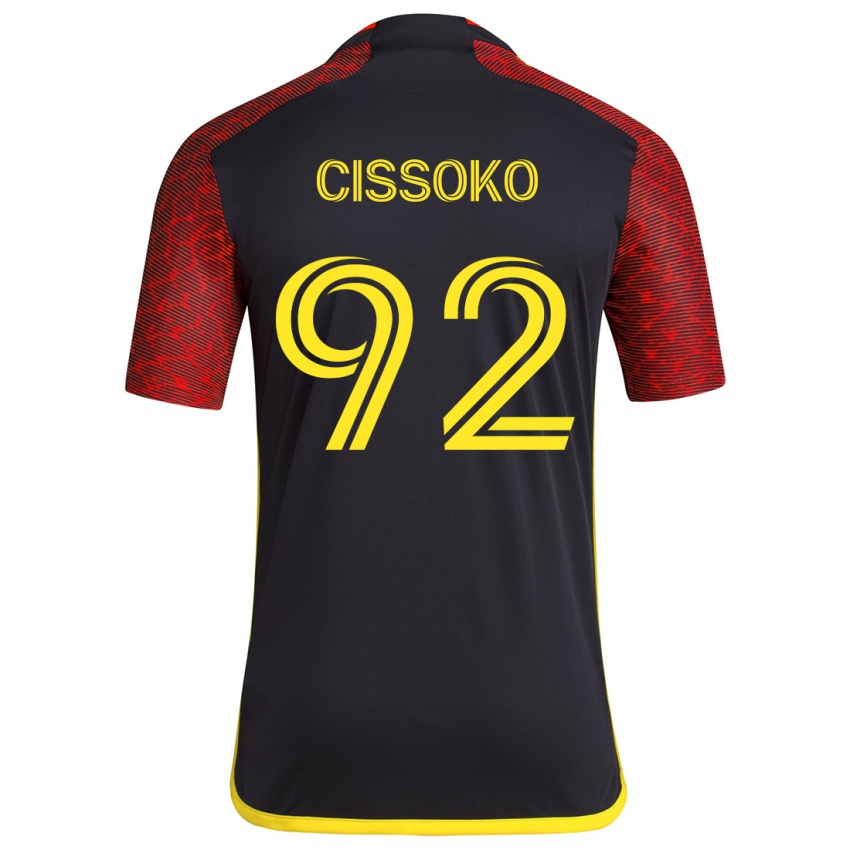 Niño Camiseta Abdoulaye Cissoko #92 Negro Rojo 2ª Equipación 2024/25 La Camisa