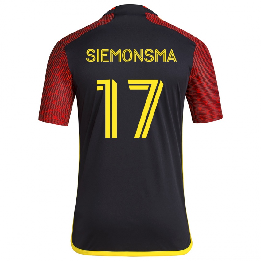 Niño Camiseta Sianna Siemonsma #17 Negro Rojo 2ª Equipación 2024/25 La Camisa