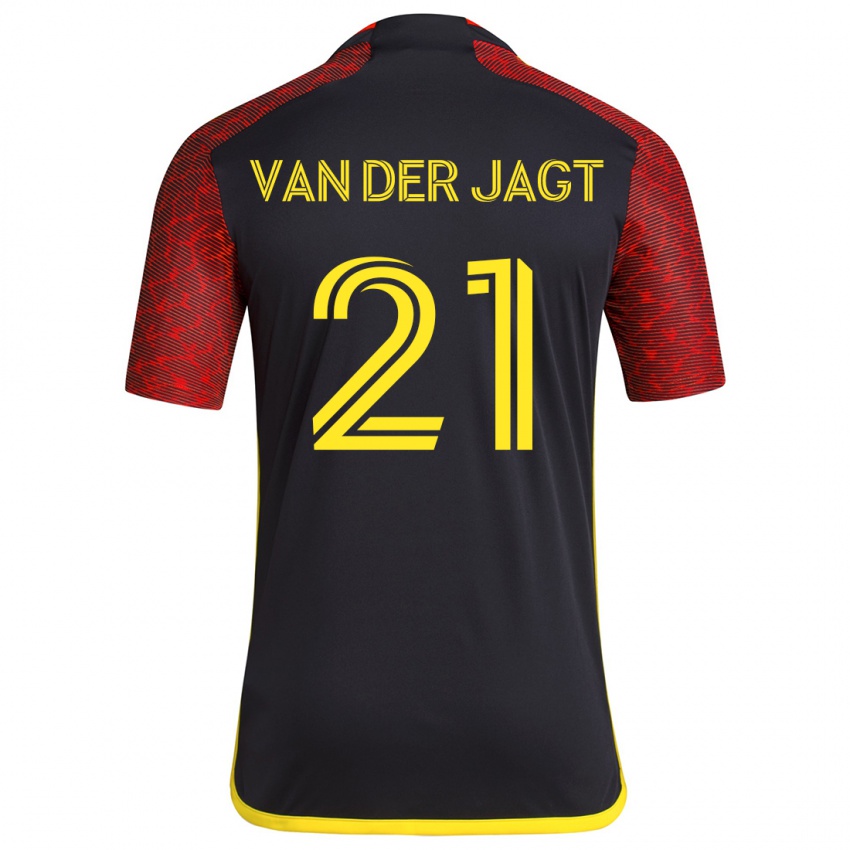 Niño Camiseta Olivia Van Der Jagt #21 Negro Rojo 2ª Equipación 2024/25 La Camisa