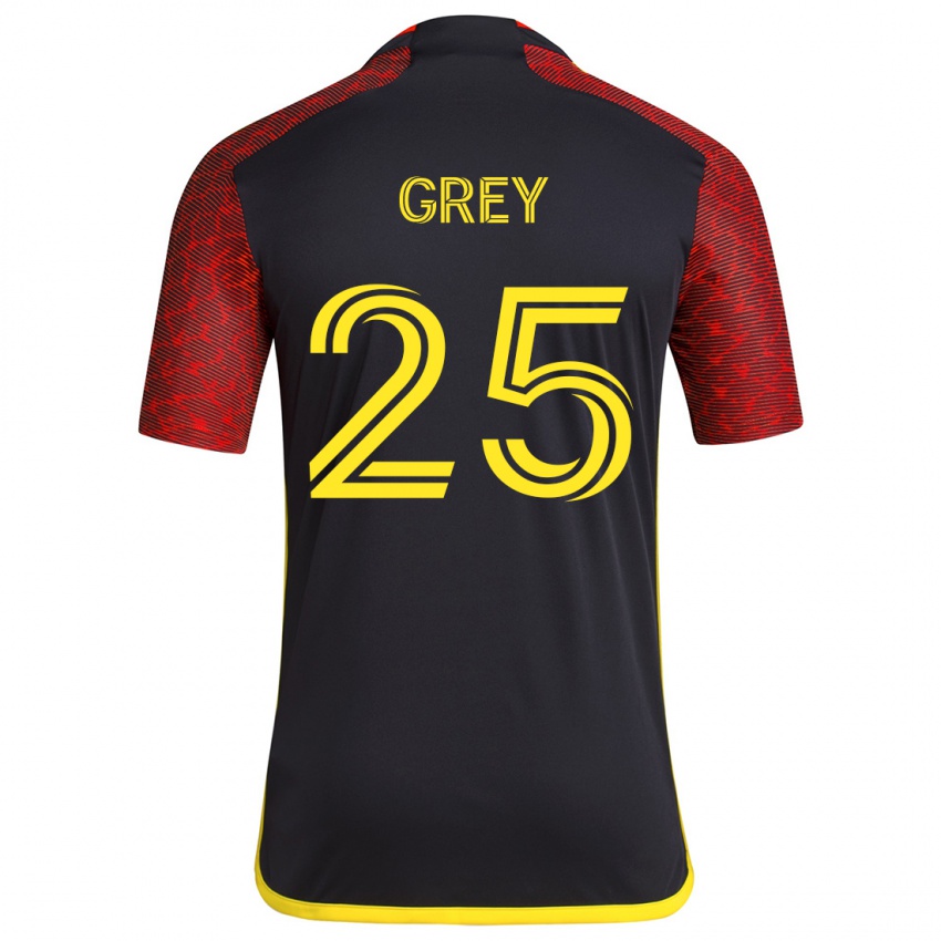 Niño Camiseta Mireya Grey #25 Negro Rojo 2ª Equipación 2024/25 La Camisa