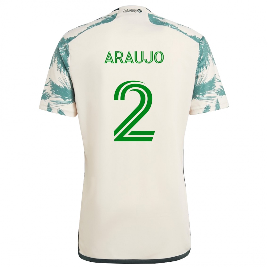 Niño Camiseta Miguel Araujo #2 Beige Marrón 2ª Equipación 2024/25 La Camisa