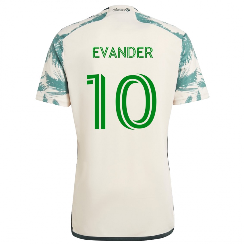 Niño Camiseta Evander #10 Beige Marrón 2ª Equipación 2024/25 La Camisa