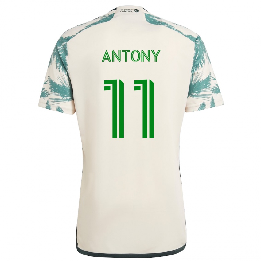 Niño Camiseta Antony #11 Beige Marrón 2ª Equipación 2024/25 La Camisa