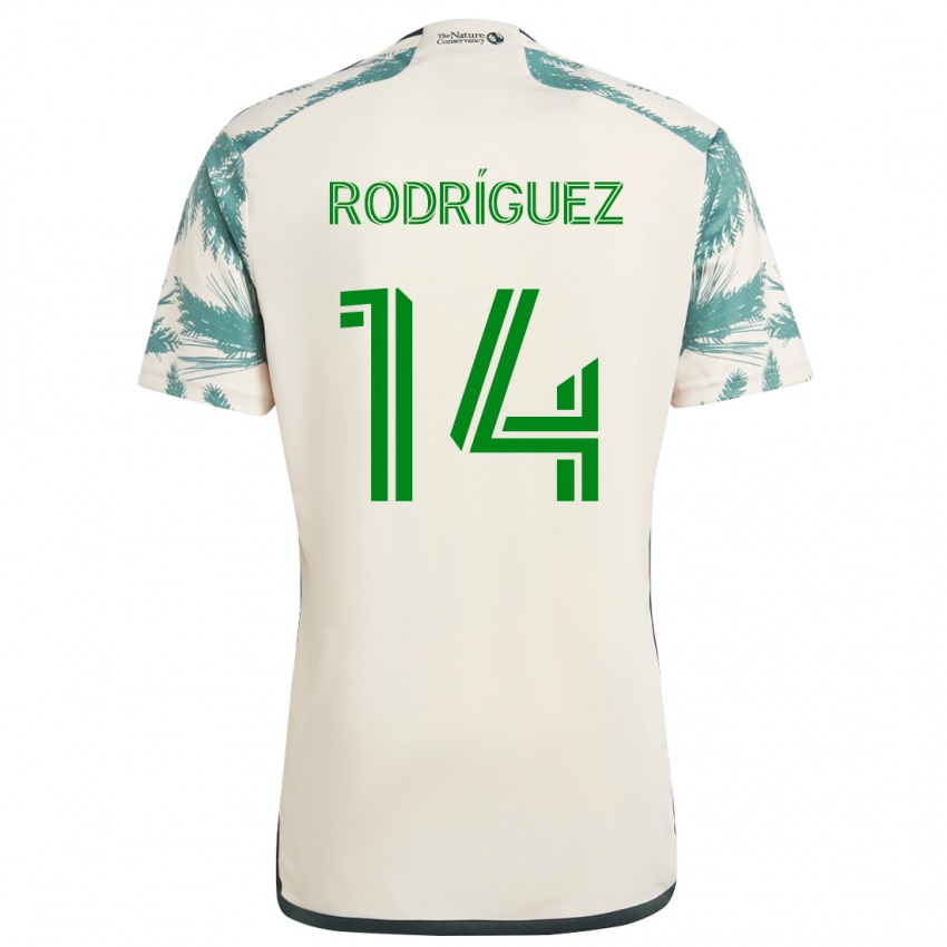 Niño Camiseta Jonathan Rodriguez #14 Beige Marrón 2ª Equipación 2024/25 La Camisa