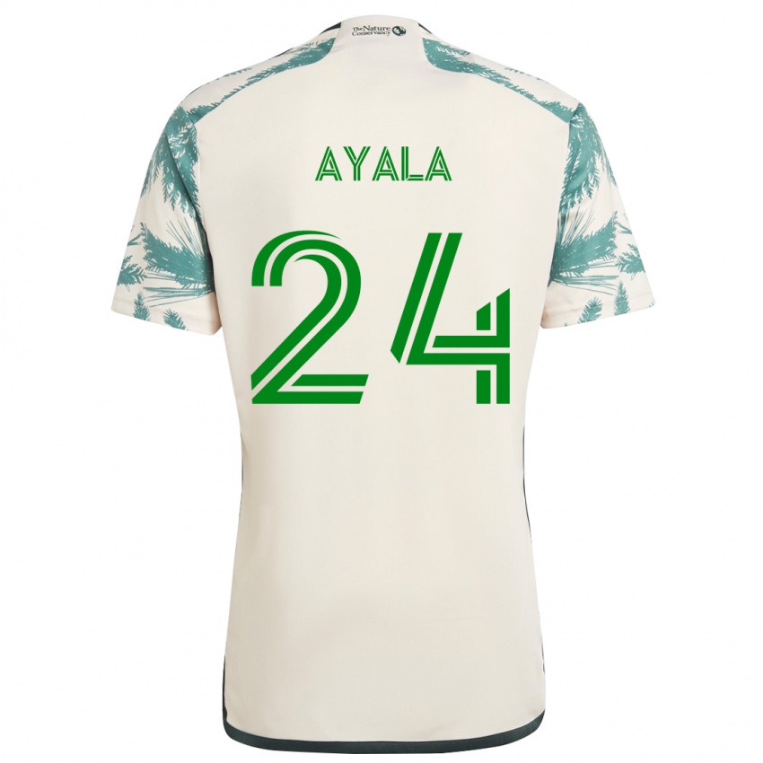 Niño Camiseta David Ayala #24 Beige Marrón 2ª Equipación 2024/25 La Camisa