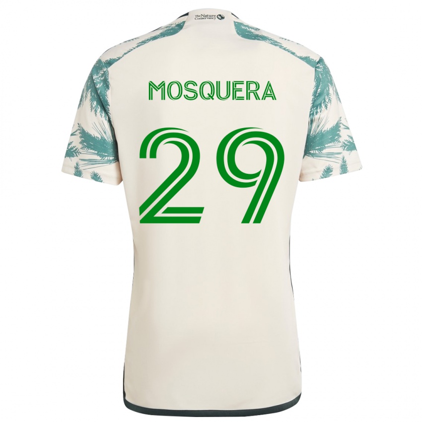 Niño Camiseta Juan David Mosquera #29 Beige Marrón 2ª Equipación 2024/25 La Camisa