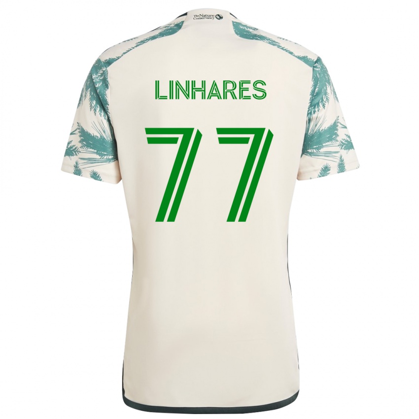 Niño Camiseta Kyle Linhares #77 Beige Marrón 2ª Equipación 2024/25 La Camisa