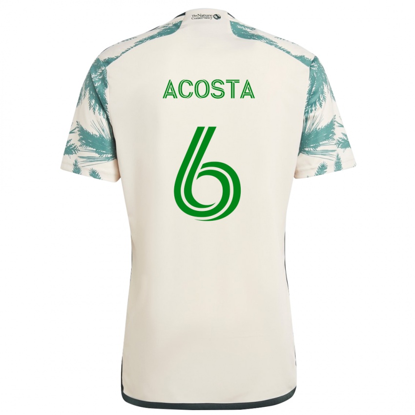 Niño Camiseta Bryan Acosta #6 Beige Marrón 2ª Equipación 2024/25 La Camisa