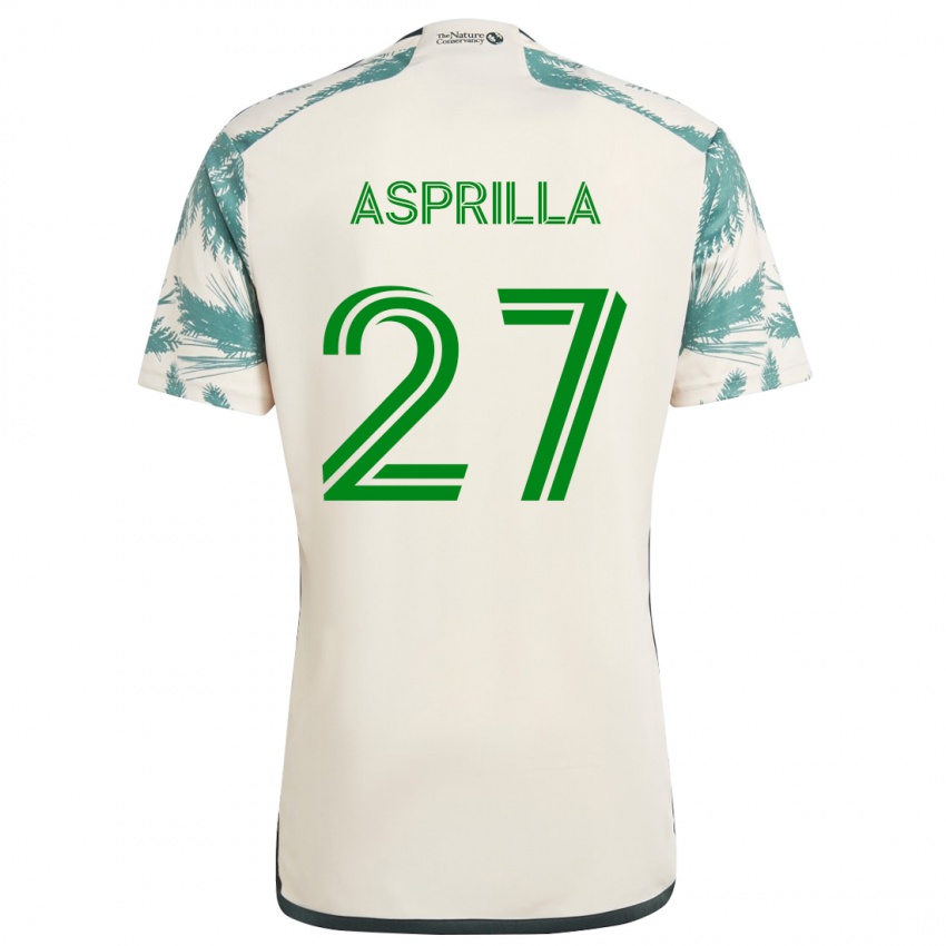 Niño Camiseta Dairon Asprilla #27 Beige Marrón 2ª Equipación 2024/25 La Camisa