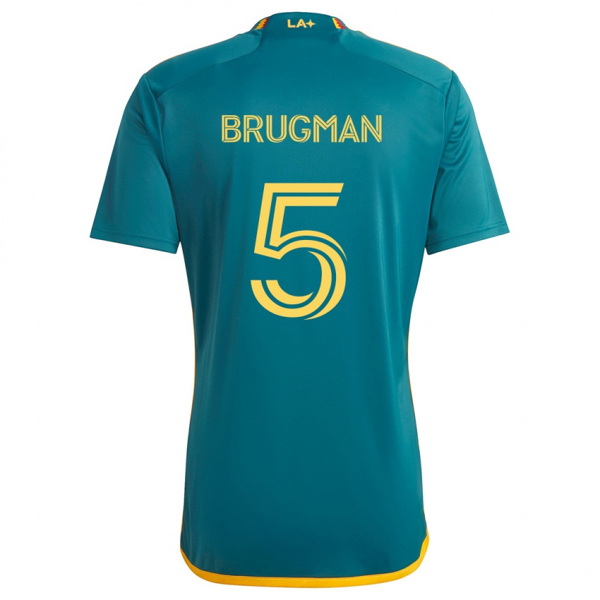 Niño Camiseta Gastón Brugman #5 Verde Amarillo 2ª Equipación 2024/25 La Camisa