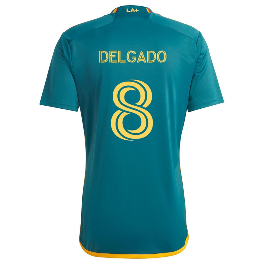 Niño Camiseta Mark Delgado #8 Verde Amarillo 2ª Equipación 2024/25 La Camisa