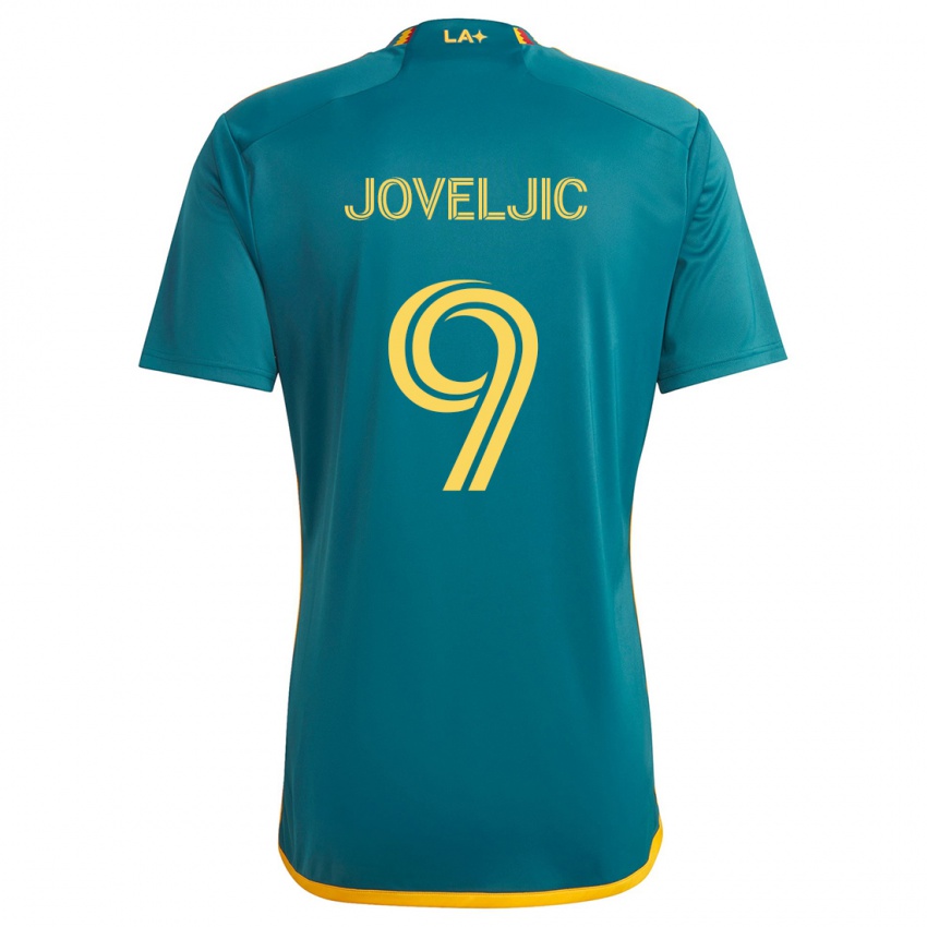 Niño Camiseta Dejan Joveljic #9 Verde Amarillo 2ª Equipación 2024/25 La Camisa