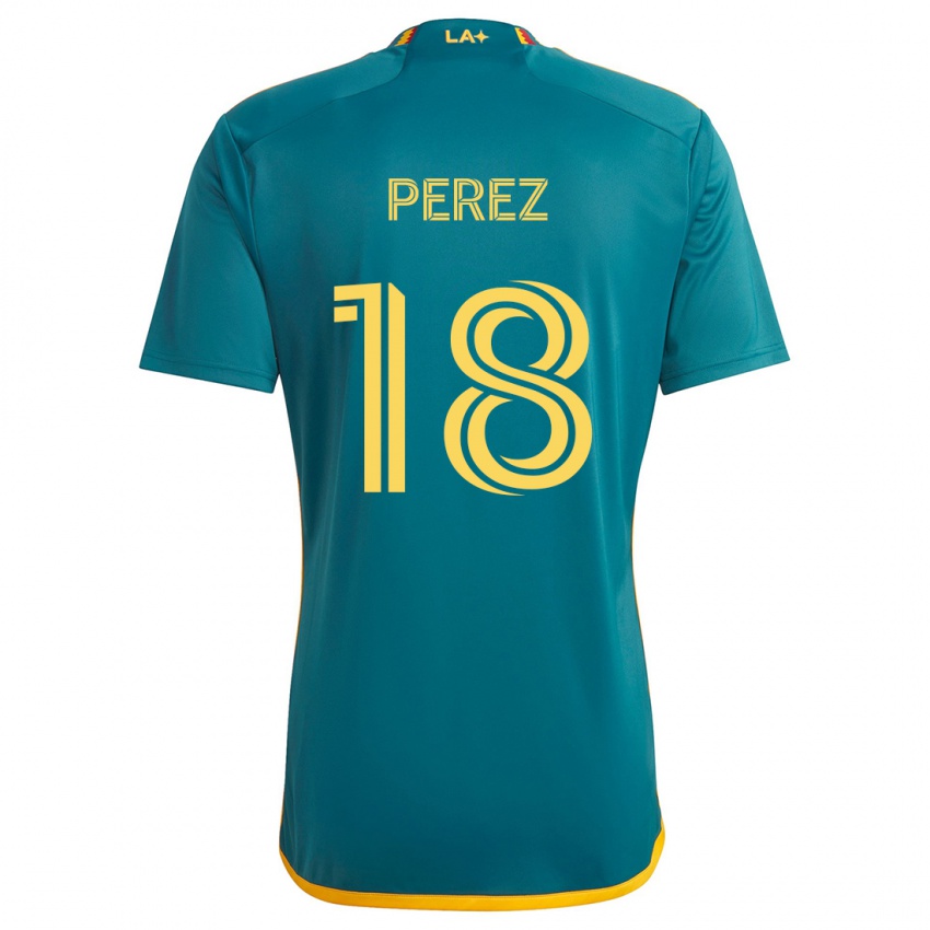 Niño Camiseta Jonathan Pérez #18 Verde Amarillo 2ª Equipación 2024/25 La Camisa