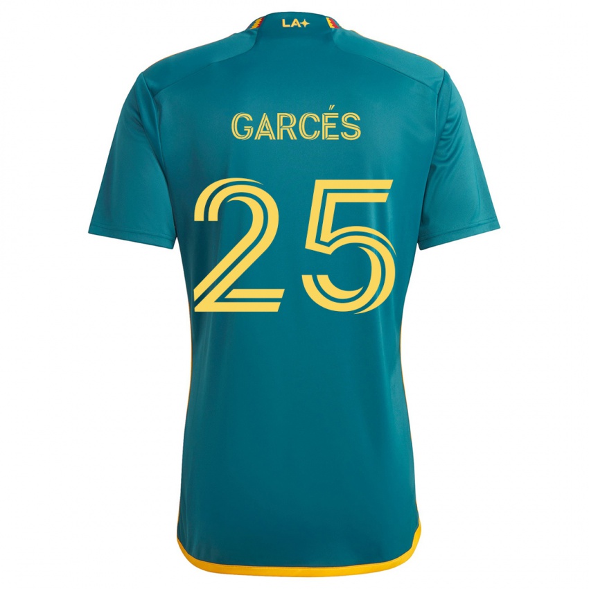 Niño Camiseta Carlos Garcés #25 Verde Amarillo 2ª Equipación 2024/25 La Camisa