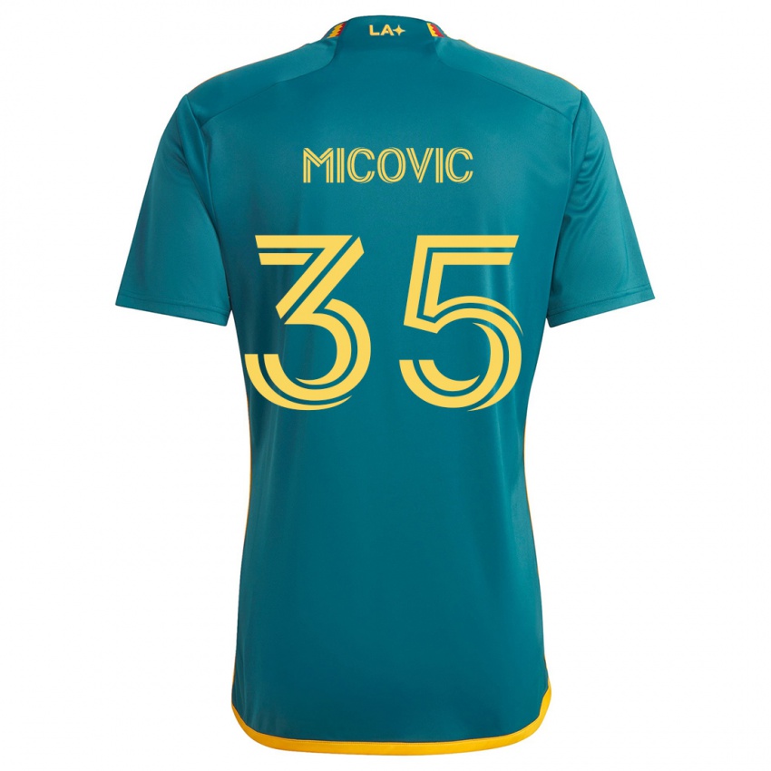 Niño Camiseta Novak Micovic #35 Verde Amarillo 2ª Equipación 2024/25 La Camisa