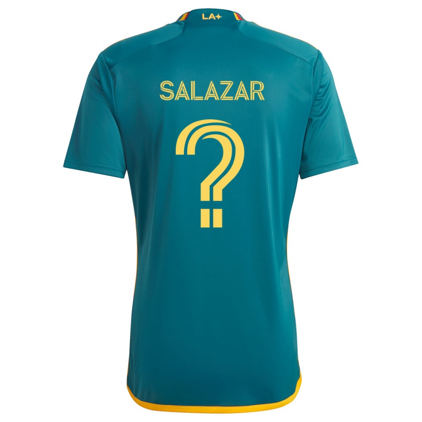 Niño Camiseta Enrique Salazar #0 Verde Amarillo 2ª Equipación 2024/25 La Camisa