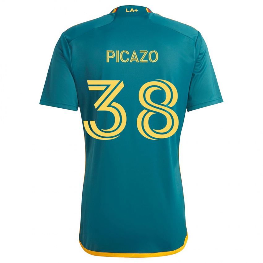 Niño Camiseta Axel Picazo #38 Verde Amarillo 2ª Equipación 2024/25 La Camisa