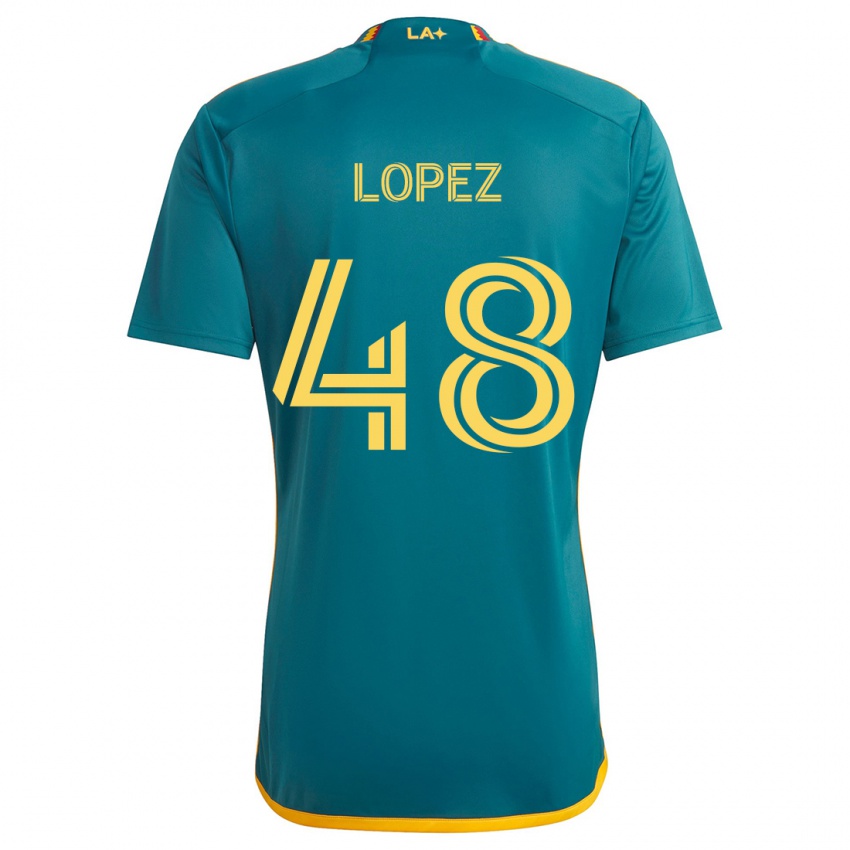 Niño Camiseta Diego López #48 Verde Amarillo 2ª Equipación 2024/25 La Camisa