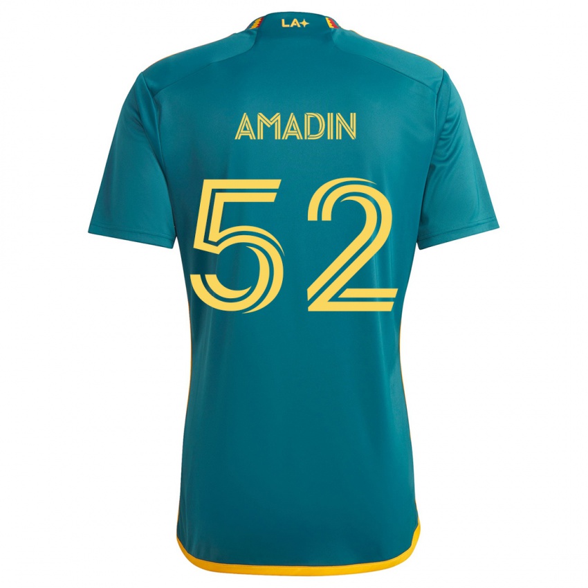 Niño Camiseta Elijah Amadin #52 Verde Amarillo 2ª Equipación 2024/25 La Camisa