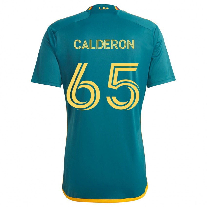 Niño Camiseta Juan Calderón #65 Verde Amarillo 2ª Equipación 2024/25 La Camisa